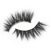 A pair of the Eylure 3/4 Length Lashes - 024, with their bold and voluminous black design, is set against a white background. These Eylure lashes are vegan-friendly, thick, and fluffy with a slightly curved shape to enhance eye makeup for a striking cat-eye effect.